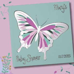 Butterfly Sweet Palette Baby Shower Silver Foil  Guest Book