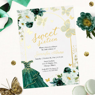Butterfly Sweet Sixteen Emerald Green Dress Gold