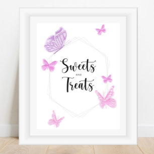 Butterfly sweets and treats baby shower poster