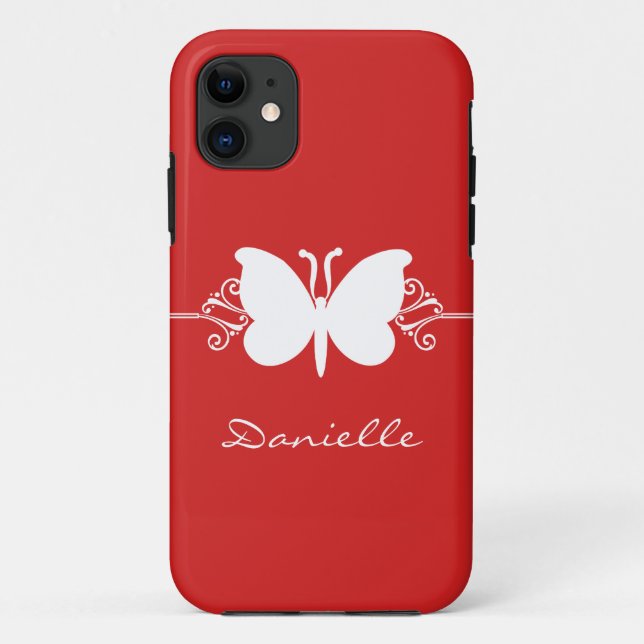 Butterfly Swirl BT iPhone 5 Case, Red Case-Mate iPhone Case (Back)