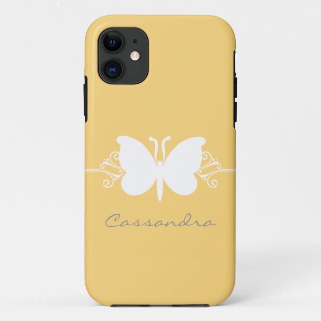 Butterfly Swirl CM ID iPhone 5 Case, Yellow Case-Mate iPhone Case (Back)