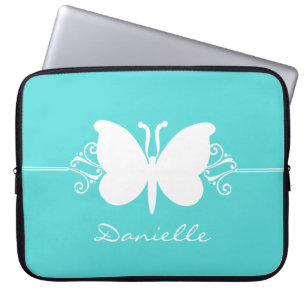 Butterfly Swirls Laptop Sleeve, Aqua Sleeve