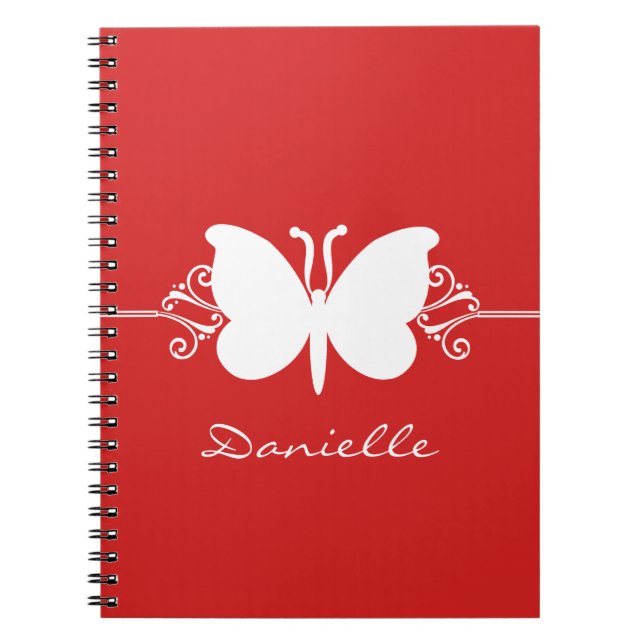 Butterfly Swirls Notebook, Red Notebook (Front)