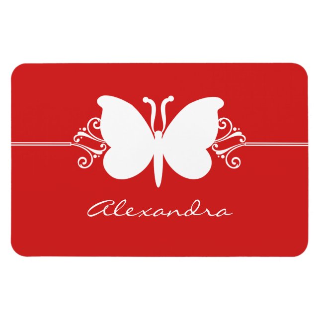 Butterfly Swirls Premium Magnet, Red Magnet (Horizontal)