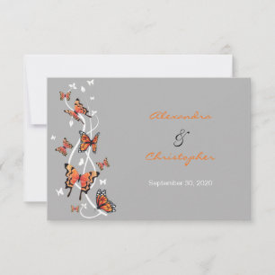 Butterfly & Swirls RSVP Wedding Announcement
