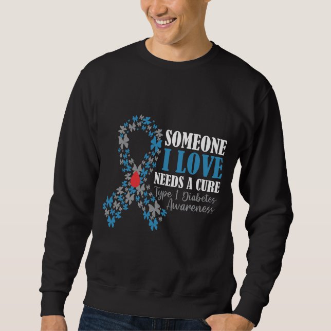 Butterfly T1D Diabetes Awareness Diabetic Support Sweatshirt (Front)