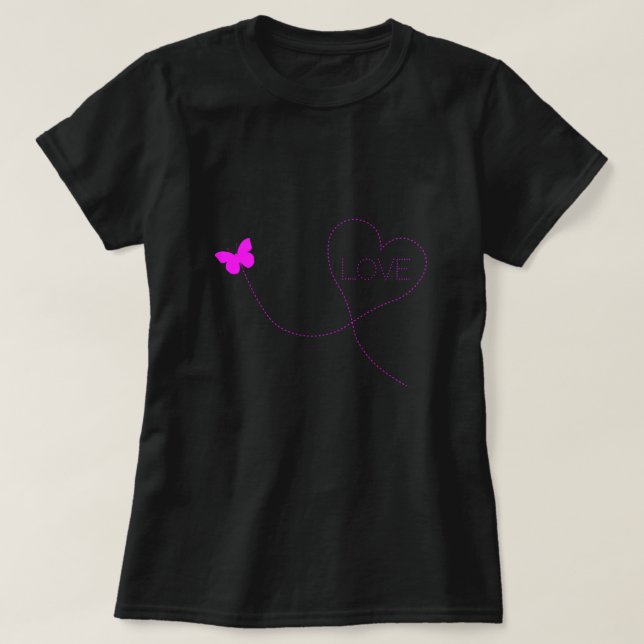 Butterfly T-Shirt with Heart - Love (Design Front)