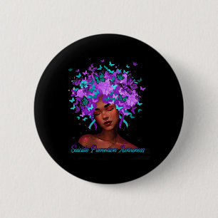 Butterfly Teal And Purple Suicide Prevention Aware 6 Cm Round Badge