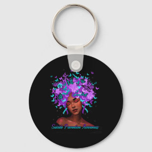 Butterfly Teal And Purple Suicide Prevention Aware Key Ring