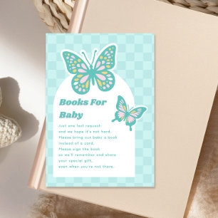 Butterfly Teal Baby Shower Book Request Enclosure Card