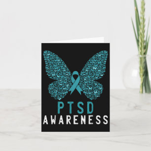 Butterfly Teal Ribbon Rainbow Warrior Ptsd Awarene Card