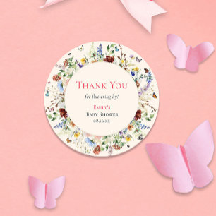 Butterfly Thank You Baby Shower Classic Round Sticker