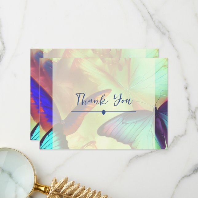 Butterfly Thank You Card Flat Option (Front/Back In Situ)