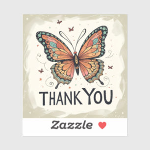 Butterfly Thank You Classic Round Sticker