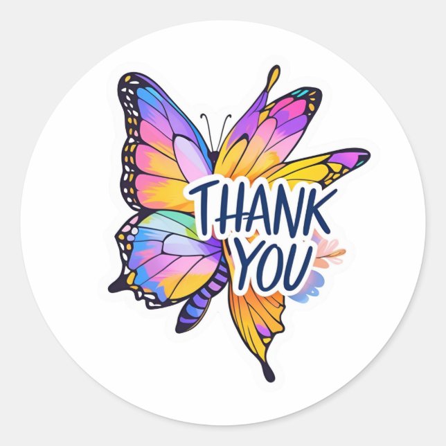 Butterfly Thank You  Classic Round Sticker (Front)