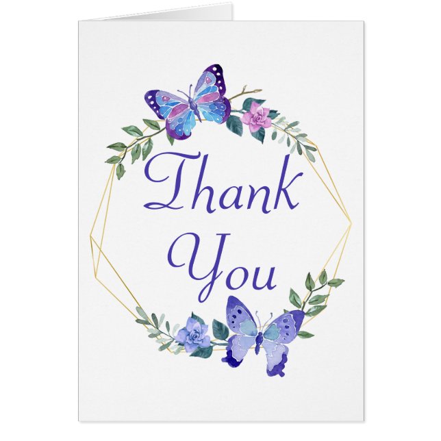 Butterfly Thank You Floral Wreath Butterflies (Front)