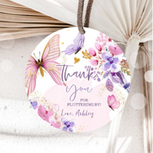 Butterfly Thank You Fluttering By Girl Birthday Favour Tags