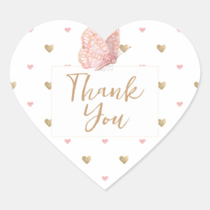Butterfly Thank You Heart Sticker