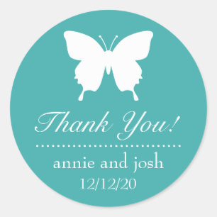 Butterfly Thank You Labels (Aqua)