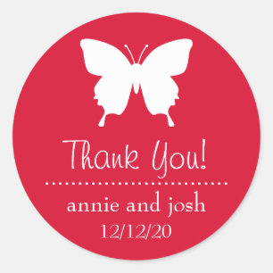 Butterfly Thank You Labels (Red)