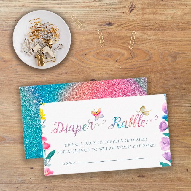 Butterfly Theme Baby Shower Diaper Raffle Ticket Enclosure Card (Creator Uploaded)