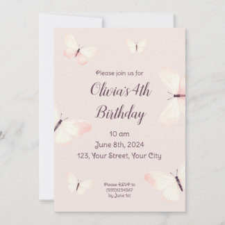 Butterfly Theme Birthday Invitation