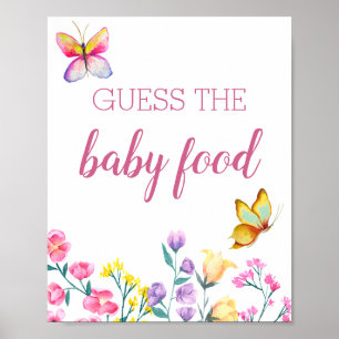 Butterfly Theme Floral Garden Guess The Baby Food Poster