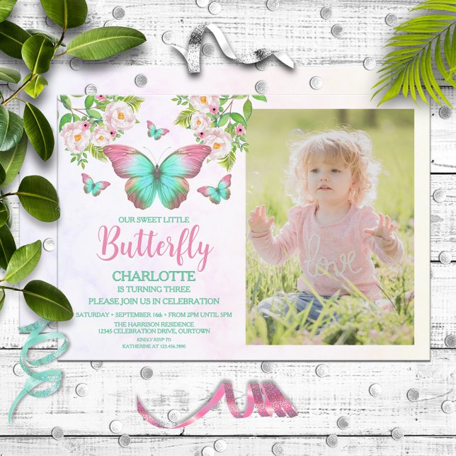 Butterfly Theme Girl's Birthday Party Invitation (Creator Uploaded)