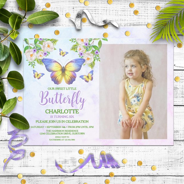 Butterfly Theme Girl's Birthday Party Invitation (Creator Uploaded)
