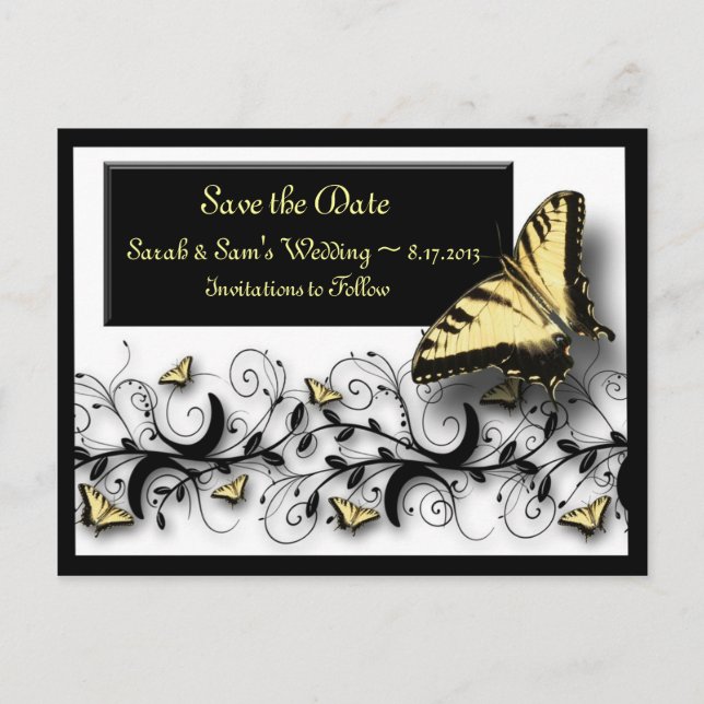 Butterfly Theme Save the Date Announcement Postcard (Front)