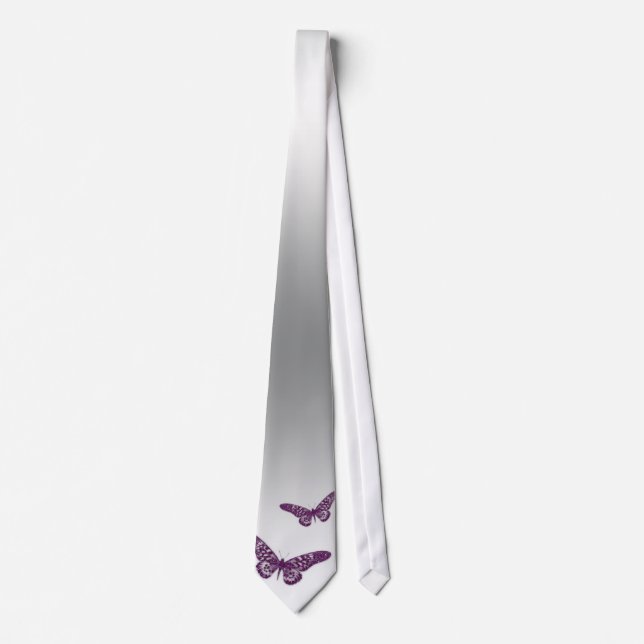 Butterfly Tie Silver Purple Sparkle (Front)