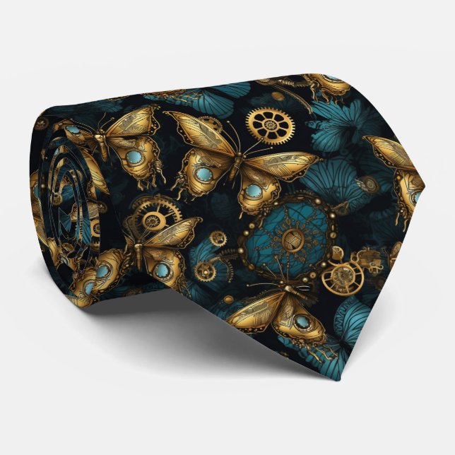 Butterfly Tie - Steampunk Men’s Neck Tie (Rolled)