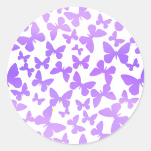 Butterfly Toss (Lavender) Classic Round Sticker