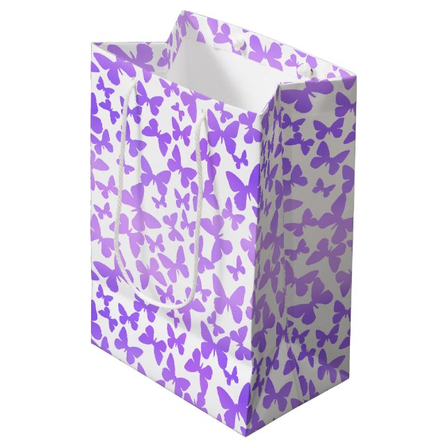 Butterfly Toss (Lavender) Medium Gift Bag (Front Angled)