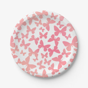 Butterfly Toss (Peach) Paper Plate