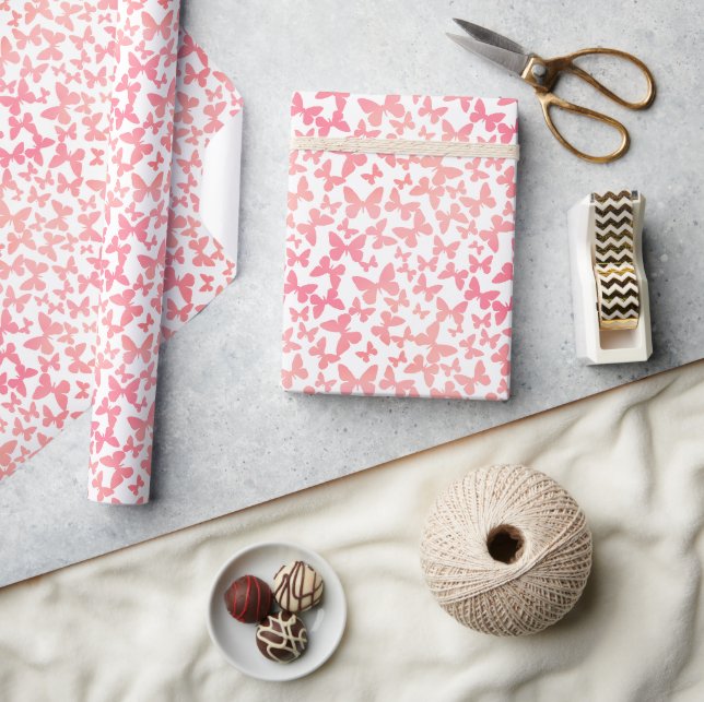 Butterfly Toss (Peach) Wrapping Paper (Crafts)