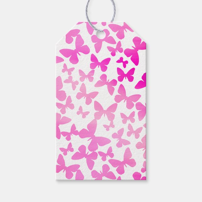 Butterfly Toss (Pink) Gift Tags (Front)