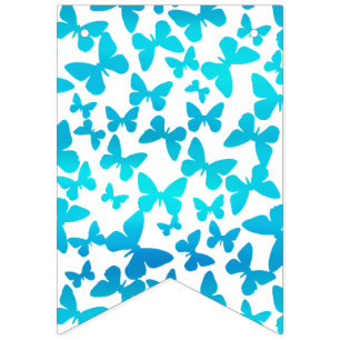Butterfly Toss (Teal) Bunting Flags