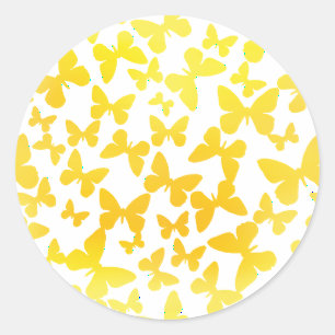 Butterfly Toss (Yellow) Classic Round Sticker