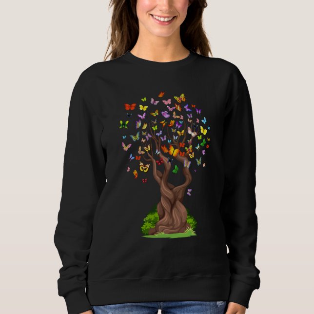 Butterfly Tree Beautiful Nature Butterfly Sweatshirt (Front)