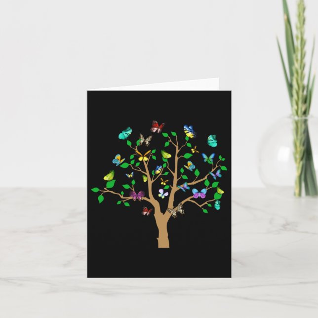 Butterfly Tree Beautiful Nature Design Sticker  Card (Front)