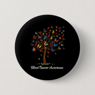 Butterfly Tree Beautiful Red Ribbon Blood Cancer A 6 Cm Round Badge