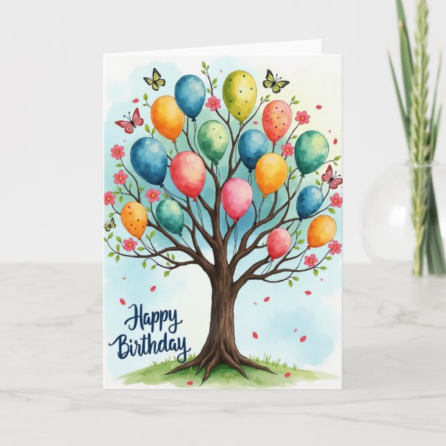 Butterfly Tree Birthday Card (Front)