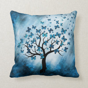 Butterfly Tree - Blue Marble Mist Cushion