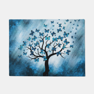 Butterfly Tree - Blue Marble Mist Doormat