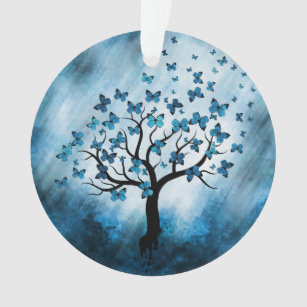 Butterfly Tree - Blue Marble Mist Ornament