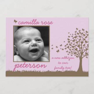 butterfly tree girl birth announcement
