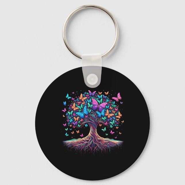 Butterfly Tree Nature  Key Ring (Front)