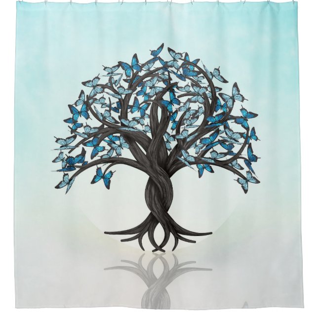 Butterfly Tree of life - Papilio Ulysses Shower Curtain (Front)