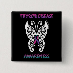 Butterfly/Tribal...Thyroid Disease 15 Cm Square Badge